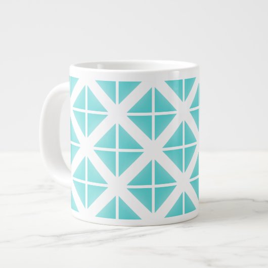 Türkisfarbenes Triangle-Muster Jumbo-Tasse (Vorderseite Links)