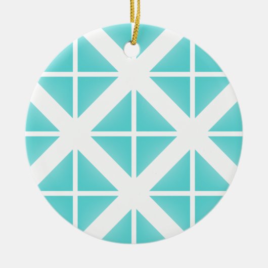 Türkisfarbenes Triangle-Muster Keramik Ornament (Vorne)