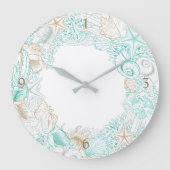 türkisfarbenes Ufergold Akrylwall Uhr (Vorderseite)