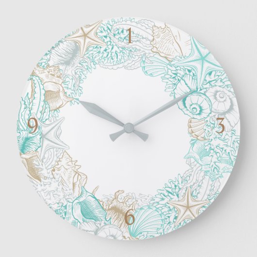 türkisfarbenes Ufergold Akrylwall Uhr (Vorderseite)