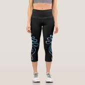 Türkisfarbenes Unalome Capri Leggings (Vorderseite)