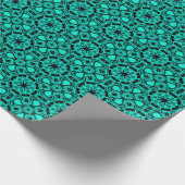 Türkisfarbenes und blaues Kaleidoskop-Fraktalmuste Geschenkpapier (Ecke)