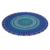 Türkisfarbenes und blaugrünes Mandala Schneidebrett (Ecke)