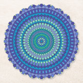 Türkisfarbenes und blaugrünes Mandala Untersetzer (Vorderseite)