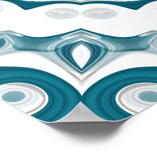 Türkisfarbenes und cremefarbenes strahlendes Manda Poster (Ecke)