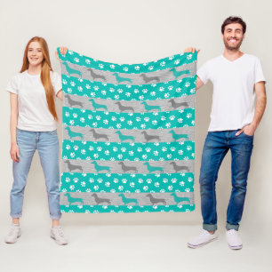Türkisfarbenes und graues Dackel-Fleece-Decke Fleecedecke