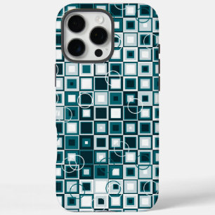 Türkisfarbenes und Graues geometrisches Quadratmus iPhone 16 Pro Max Hülle
