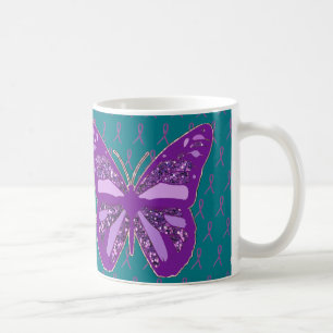 Türkisfarbenes und lila Awareness-Band Kaffeetasse