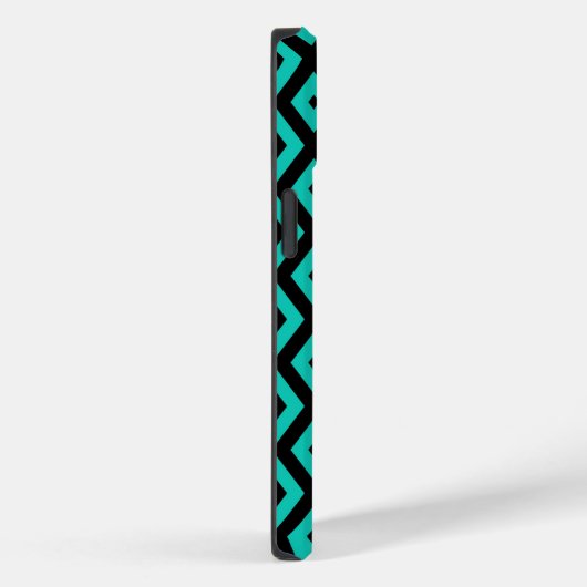 Türkisfarbenes und schwarzes Rautenmuster Case-Mate iPhone Hülle (Rückseite / Rechts)