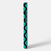 Türkisfarbenes und schwarzes Rautenmuster Case-Mate iPhone Hülle (Rückseite / Links)