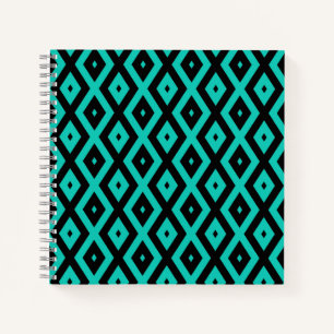 Türkisfarbenes und schwarzes Rautenmuster Notizblock