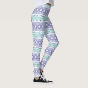 Türkisfarbenes und violettes Mandala-Muster Leggings