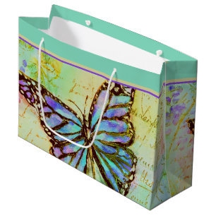 Türkisfarbenes und violettes Schmetterling großes Große Geschenktüte