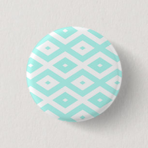 Türkisfarbenes und weißes Diamantmuster Button