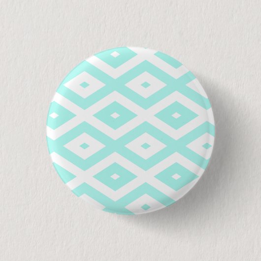 Türkisfarbenes und weißes Diamantmuster Button (Vorderseite)