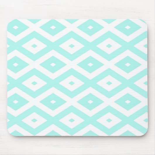 Türkisfarbenes und weißes Diamantmuster Mousepad (Vorne)