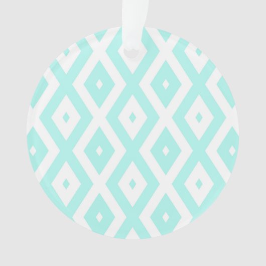 Türkisfarbenes und weißes Diamantmuster Ornament (Vorderseite)