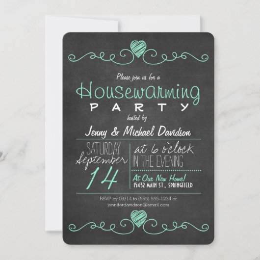 Türkisfarbenes und weißes Party Einladung (Vorderseite)