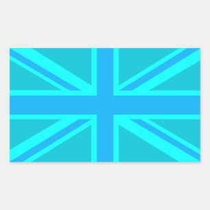 Türkisfarbenes Union Jack Flaggen-Dekor Rechteckiger Aufkleber
