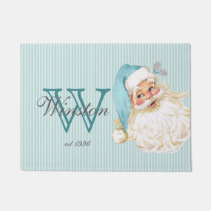 Türkisfarbenes Vintage-Victorian-Santa-Claus-Monog Fußmatte