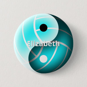 türkisfarbenes Volleyballjang personalisiert Button