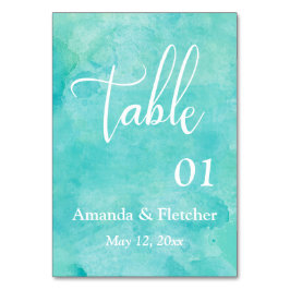 Türkisfarbenes Wasser Elegante Hochzeitsstimmung T Tischnummer