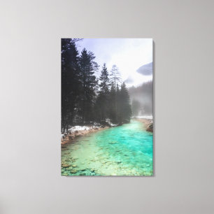Türkisfarbenes Wasser in Mojstrana, Slowenien Leinwanddruck