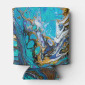 Türkisfarbenes Wasser und abstrakte Kunst Dosenkühler (Rückseite)