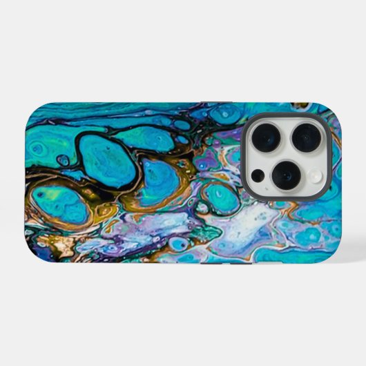 Türkisfarbenes Wasser und abstrakte Kunst iPhone Hülle (Rückseite (Horizontal))