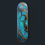 Türkisfarbenes Wasser und abstrakte Kunst Skateboard<br><div class="desc">Blues und Braun und ein lila Aussehen wie türkisfarbenes Wasser und Natursteine,  die einem fließenden Fluss ähneln,  oder Wellen,  die an einem Ufer auftauchen</div>