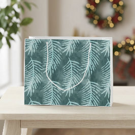 Türkisfarbenes Wasserfarben-Tropenblatt Große Geschenktüte