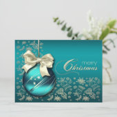 Türkisfarbenes Weihnachtsbaum Weihnachtsfest Party Einladung (Stehend Vorderseite)