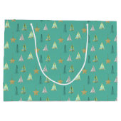Türkisfarbenes Weihnachtsbaummuster Große Geschenktüte (Rückseite)