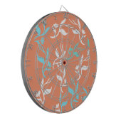 Türkisfarbenes weißes Blätter Musterprodukt Dartscheibe (Vorderseite Links)