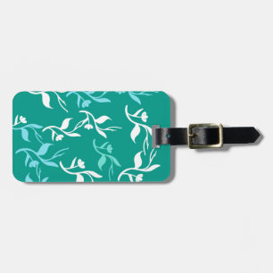 Türkisfarbenes weißes Blätter Musterprodukt Gepäckanhänger