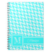 Türkisfarbenes weißes Hahnentrittmuster | Modernes Notizblock (Vorderseite)