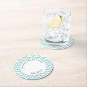 Türkisfarbenes Zickzack Party Runder Pappuntersetzer (Vor Ort)