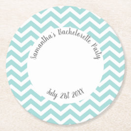 Türkisfarbenes Zickzack Party Runder Pappuntersetzer