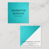 Türkisfarbenleder Hochzeitsplaner Quadratische Visitenkarte (Vorne/Hinten)