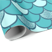 Türkisfarbenmuster mit Glitzer Geschenkpapier (Rolleneckpunkt)
