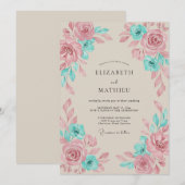 Türkisfeste Boho-Hochzeit Einladung (Vorne/Hinten)