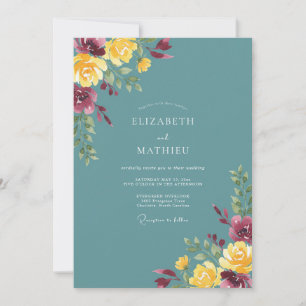 Türkisfeste herbstliche Hochzeit Einladung