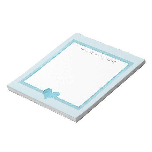 Türkisfoiles Herz Notepad 5.5" x 6" Notizblock (Rotiert)