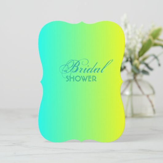 Türkisgelb-grün-Brautparty Einladung (Stehend Vorderseite)