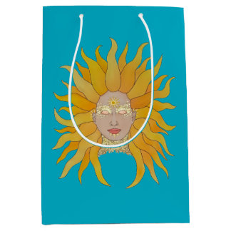 Türkisgelbe Goldsonne inspiriert Geschenktasche Mittlere Geschenktüte