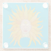 Türkisgelbe Goldsonne inspiriert Glasuntersetzer (Rückseite)