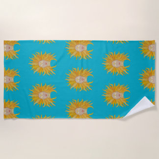 Türkisgelbe Goldsonne von Boho inspiriert Strandtuch