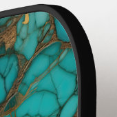 Türkisgesteine und Imitate aus Braun Leder Pickleball Schläger (Linke Seite)