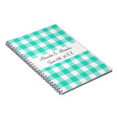 Türkisgingham-Muster-Gastgeschenke Hochzeit Notizblock (Rechte Seite)