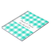 Türkisgingham-Muster-Gastgeschenke Hochzeit Notizblock (Linke Seite)